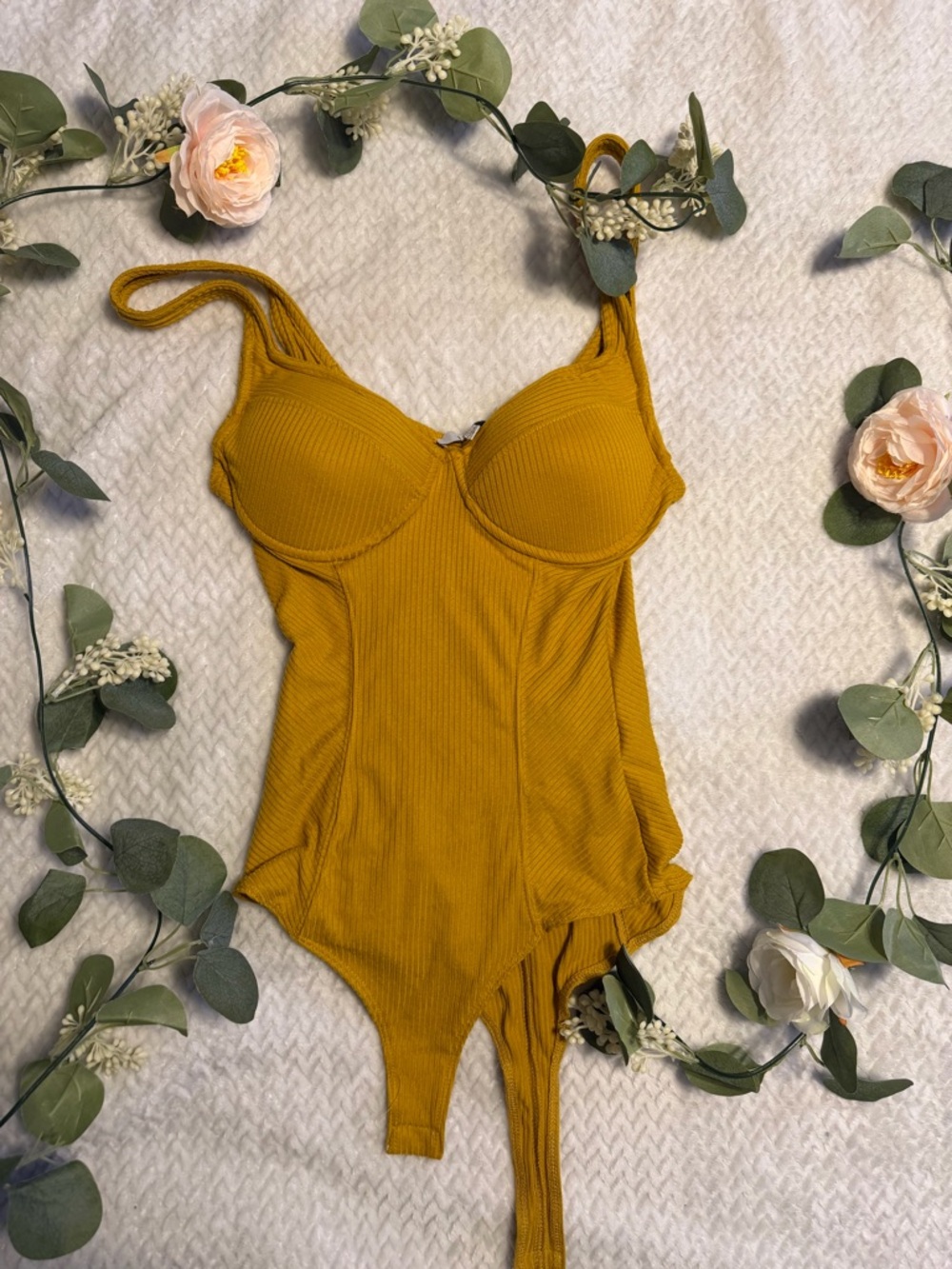 iris Ribbed Mustard Bodysuit